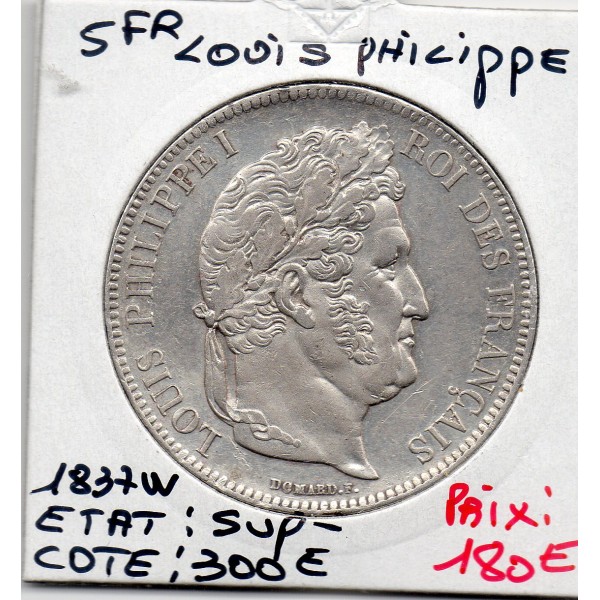 5 francs Louis Philippe 1837 W Lille Sup-