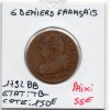 6 deniers français Constitution Louis XVI 1792 BB Strasbourg TB- Gad.7