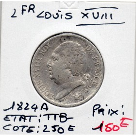 2 Francs Louis XVIII 1824 A Paris TTB-
