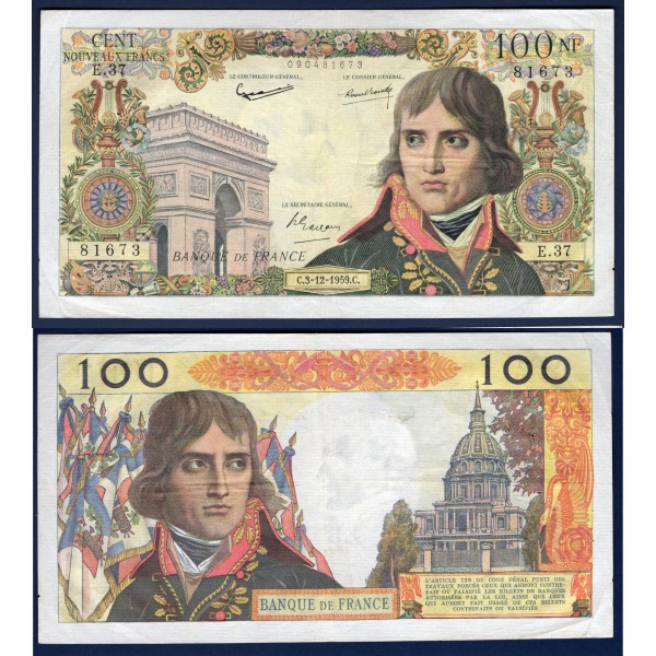 100 Nouveaux Francs Bonaparte, TTB, 3.12.1959 Billet de la banque de France