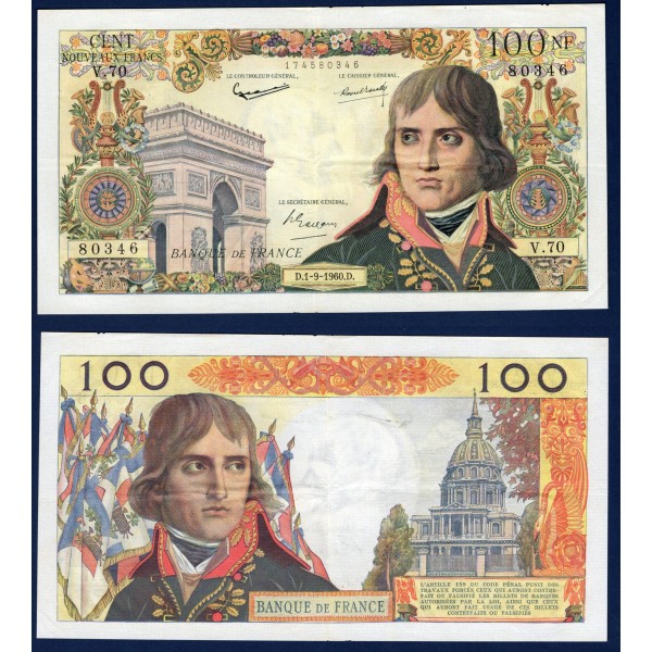 100 Nouveaux Francs Bonaparte, TTB, 1.9.1960 Billet de la banque de France
