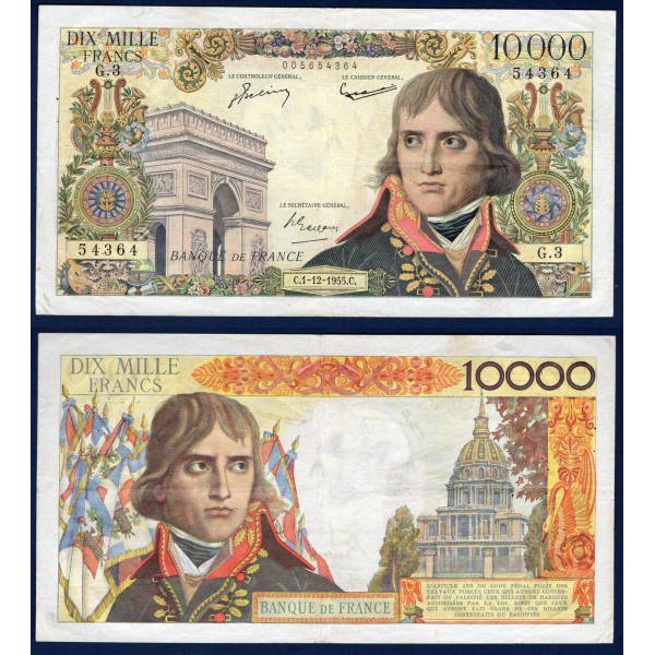 10000 Francs Bonaparte, TTB, 1.12.1955 Billet de la banque de France
