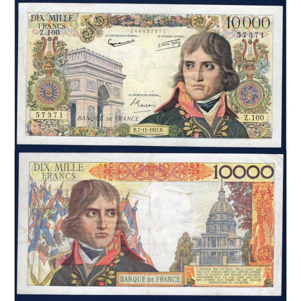 10000 Francs Bonaparte, TTB-, 7.11.1957 Billet de la banque de France