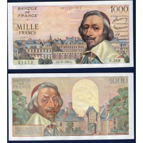 1000 Francs Richelieu, Sup, 4.10.1956 Billet de la banque de France