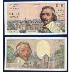 1000 Francs Richelieu, Sup, 4.10.1956 Billet de la banque de France