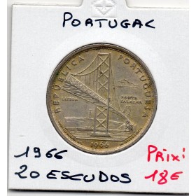 Portugal 20 escudos 1966 Sup, KM.592 pont Salazar
