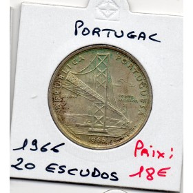 Portugal 20 escudos 1966 Sup, KM.592 pont Salazar