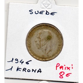 Suède 1 krona 1946 TTB, KM.814 Gustaf V