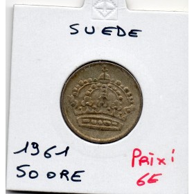 Suède 50 Ore 1961 TTB, KM.825 Gustaf VI Adolf