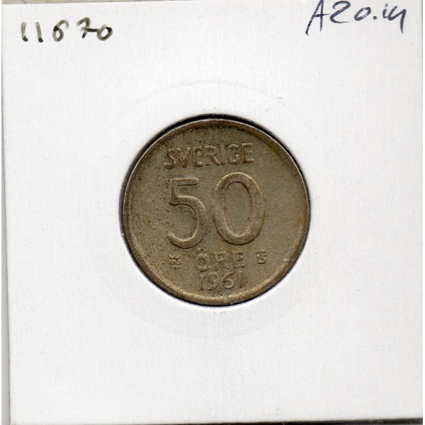 Suède 50 Ore 1961 TTB, KM.825 Gustaf VI Adolf