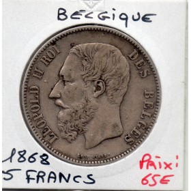 Belgique 5 Francs 1868 TTB, KM.24 Leopold II