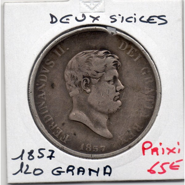 Italie Deux Siciles 120 Grana 1857 TB, KM.370 Ferdinand II