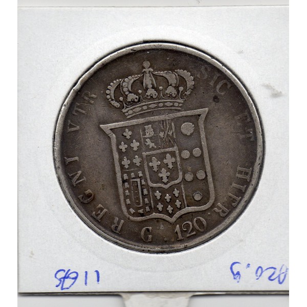 Italie Deux Siciles 120 Grana 1857 TB, KM.370 Ferdinand II