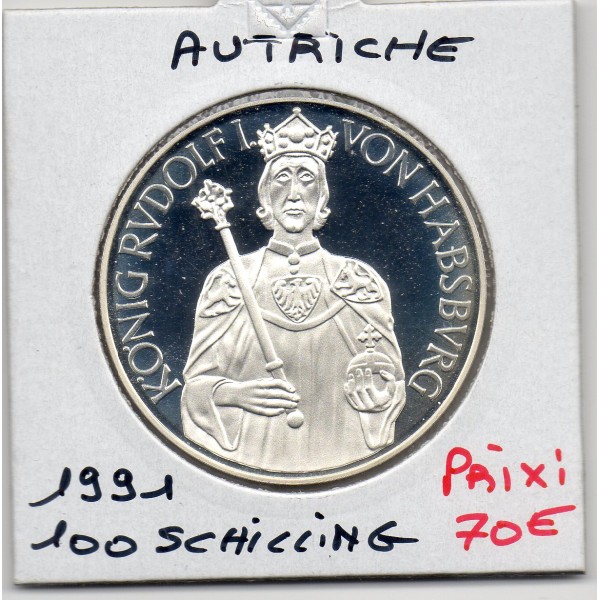 Autriche 100 Schilling 1991 Spl, KM.3001 Rudolf 1er von Habsburg