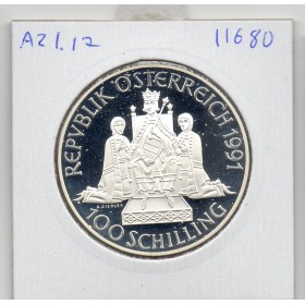 Autriche 100 Schilling 1991 Spl, KM.3001 Rudolf 1er von Habsburg