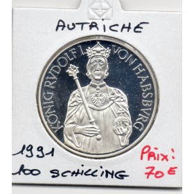 Autriche 100 Schilling 1991 Spl, KM.3001 Rudolf 1er von Habsburg