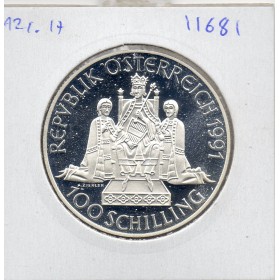 Autriche 100 Schilling 1991 Spl, KM.3001 Rudolf 1er von Habsburg