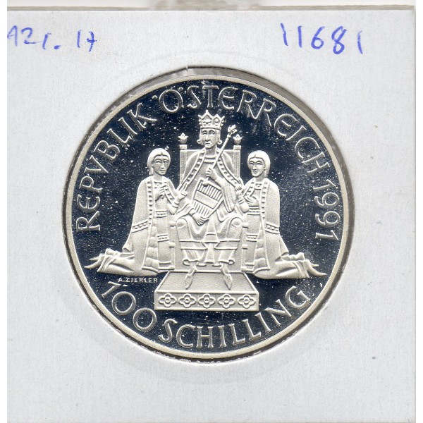 Autriche 100 Schilling 1991 Spl, KM.3001 Rudolf 1er von Habsburg