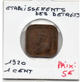 Etablissement des Détroits 1 cent 1920 TTB+, KM.32 Georges V
