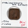 Etablissement des Détroits 1 cent 1920 TTB+, KM.32 Georges V