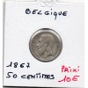 Belgique 1/2 Franc 1867 en Français TTB-, KM.26 Leopold