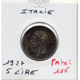 Italie 5 Lire 1927  TTB,  KM 67 pièce de monnaie