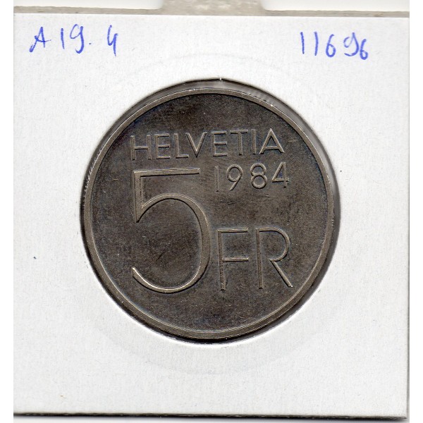 Suisse 5 francs 1984 Sup, KM.63 Auguste Piccard
