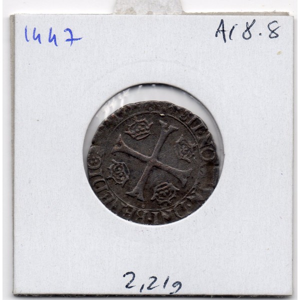 Douzain au 2 H 1er type 1576 D Lyon Henri III TTB