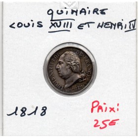 Jeton Quinaire Louis XVIII et Henri IV, Caqué 1818 sans poinçon
