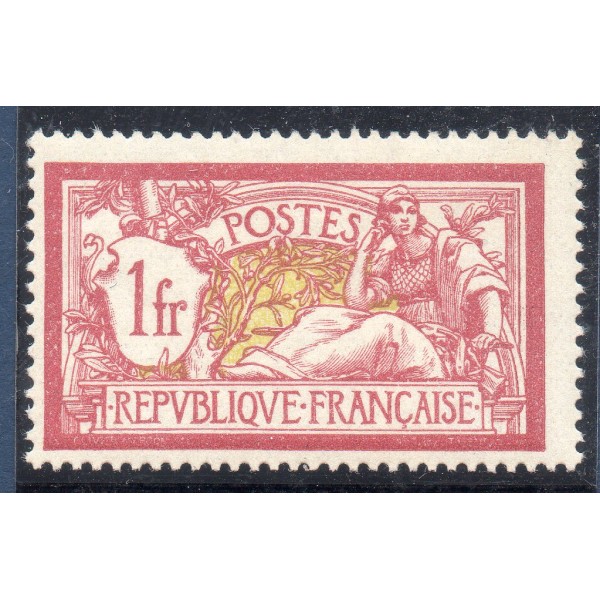 Timbre France Yvert No 121 Type Merson 1F lie-de-vin et olive neuf **