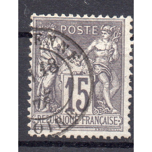 Timbre France Yvert No 77 Type II Sage 15c gris Oblitéré CaD rouge des imprimés