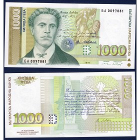 Bulgarie P.110a, neuf Billet de 1000 Leva 1994 Vasil Levsky