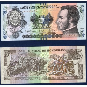 Honduras P.98f, Neuf Billet de 5 Lempiras 2024 Francisco Morazan