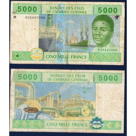 Afrique Centrale P.309Md pour le Centrafrique, Billet de banque de 5000 Francs CFA 2002