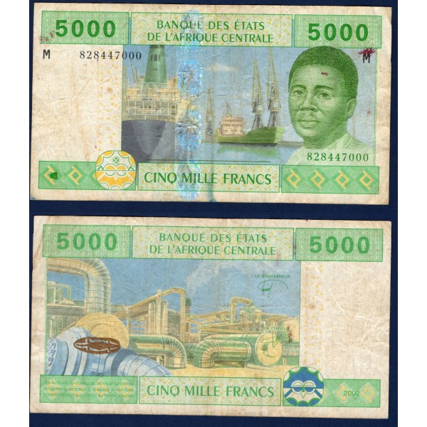 Afrique Centrale P.309Md pour le Centrafrique, Billet de banque de 5000 Francs CFA 2002