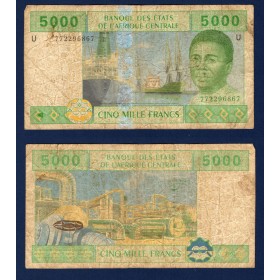 Afrique Centrale P.209Ue pour le Cameroun, B Billet de 5000 Francs CFA 2002