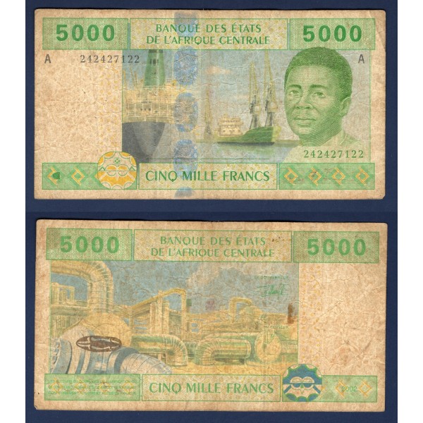 Afrique Centrale P.409Aa pour le Gabon, B Billet de 5000 Francs CFA 2002