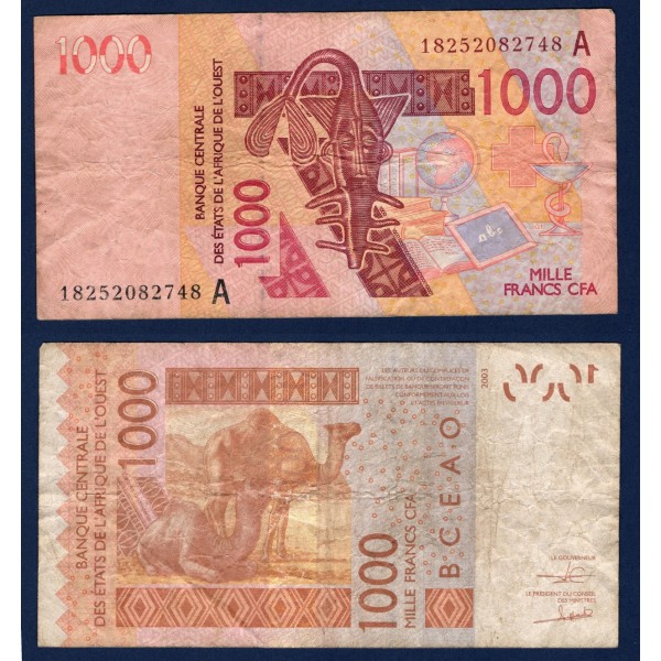 BCEAO P.115Ar pour la cote d'ivoire, TB Billet de banque de 1000 Francs CFA 2018