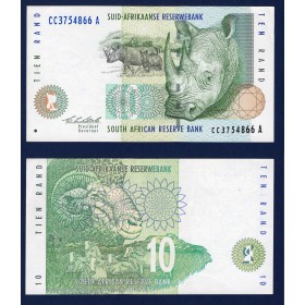Afrique du sud P.123a, Sup Billet de 10 rand 1993 Rhinoceros