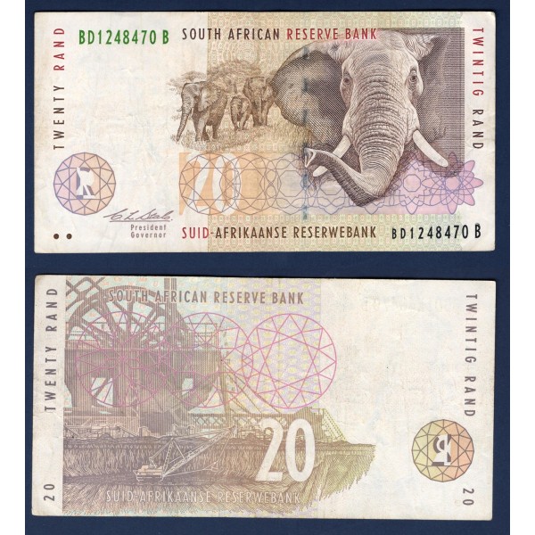 Afrique du sud P.124a, TB, Billet de 20 rand 1993 éléphants
