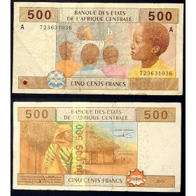 Afrique Centrale P.406Ac Gabon, TTB, Billet de 500 Francs CFA 2002 cabane