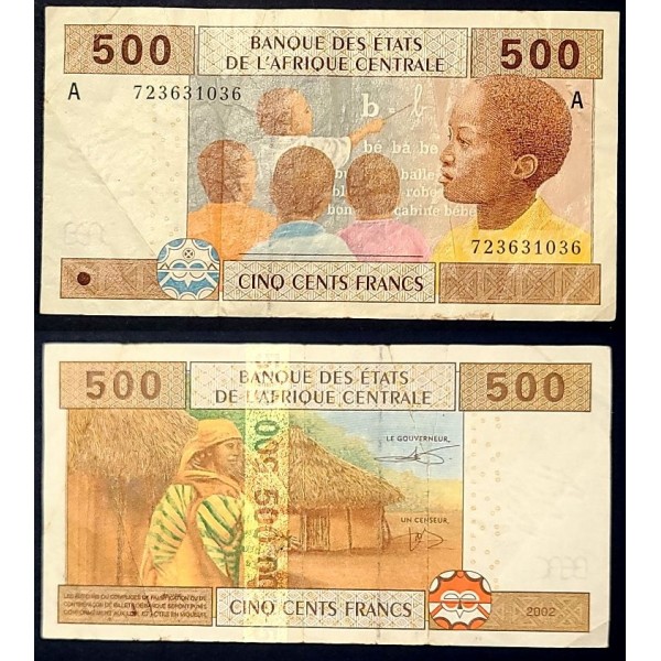 Afrique Centrale P.406Ac Gabon, TTB, Billet de 500 Francs CFA 2002 cabane