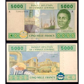 Afrique Centrale P.409Ac pour le Gabon, TTB Billet de 5000 Francs CFA 2002