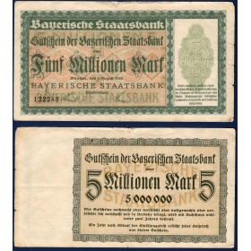 Bayerische Staatsbank Gross Notgeld 5 Millionen mark, 1923 Baviere