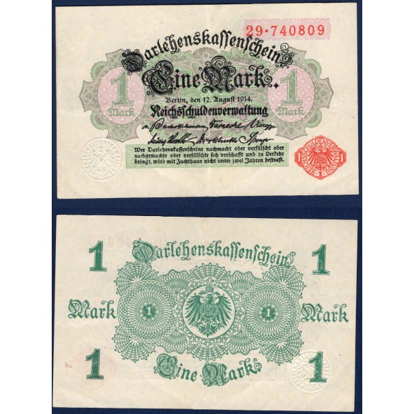 Allemagne P.50, TTB Billet de 1 Mark 1914 sans motif brun