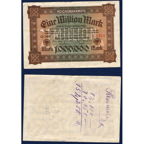 Allemagne Pick N°86a, TTB écrit Billet de 1000000 Mark 1923