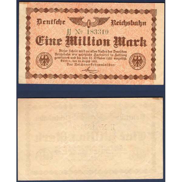 Allemagne P.S1011, TTB Billet de 1 million Mark 1923 Berlin REICHSBAHN