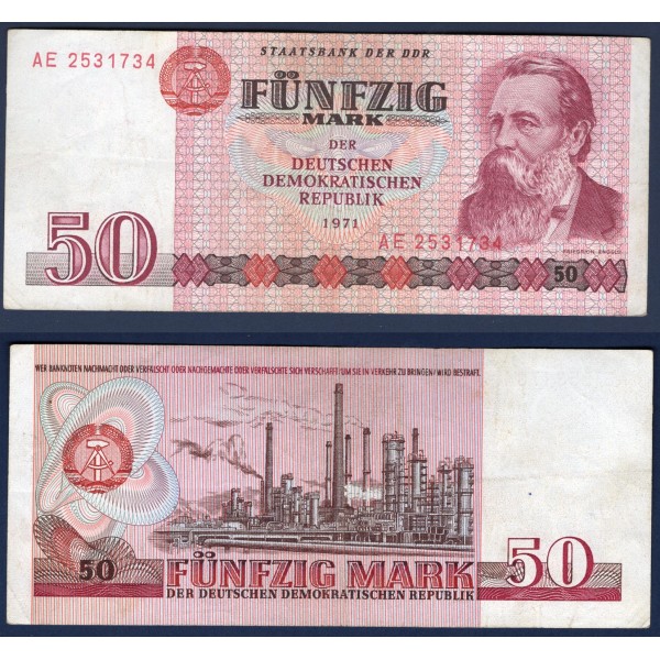 Allemagne RDA P.30b, TTB Billet de 50 Mark 1971 Friedrich Engels