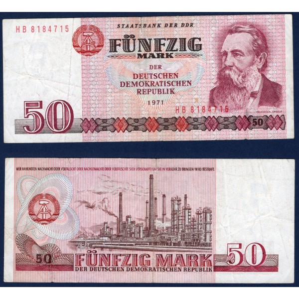 Allemagne RDA P.30a, TB Billet de 50 Mark 1971 Friedrich Engels