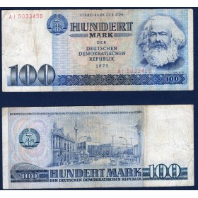 Allemagne RDA P.31a, TB Billet de 100 Mark 1975 Karl Marx